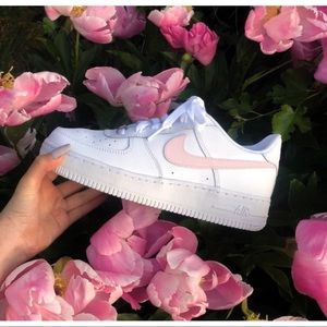⚡️Custom Nike Air Force Shoes (Pale Pink)⚡️